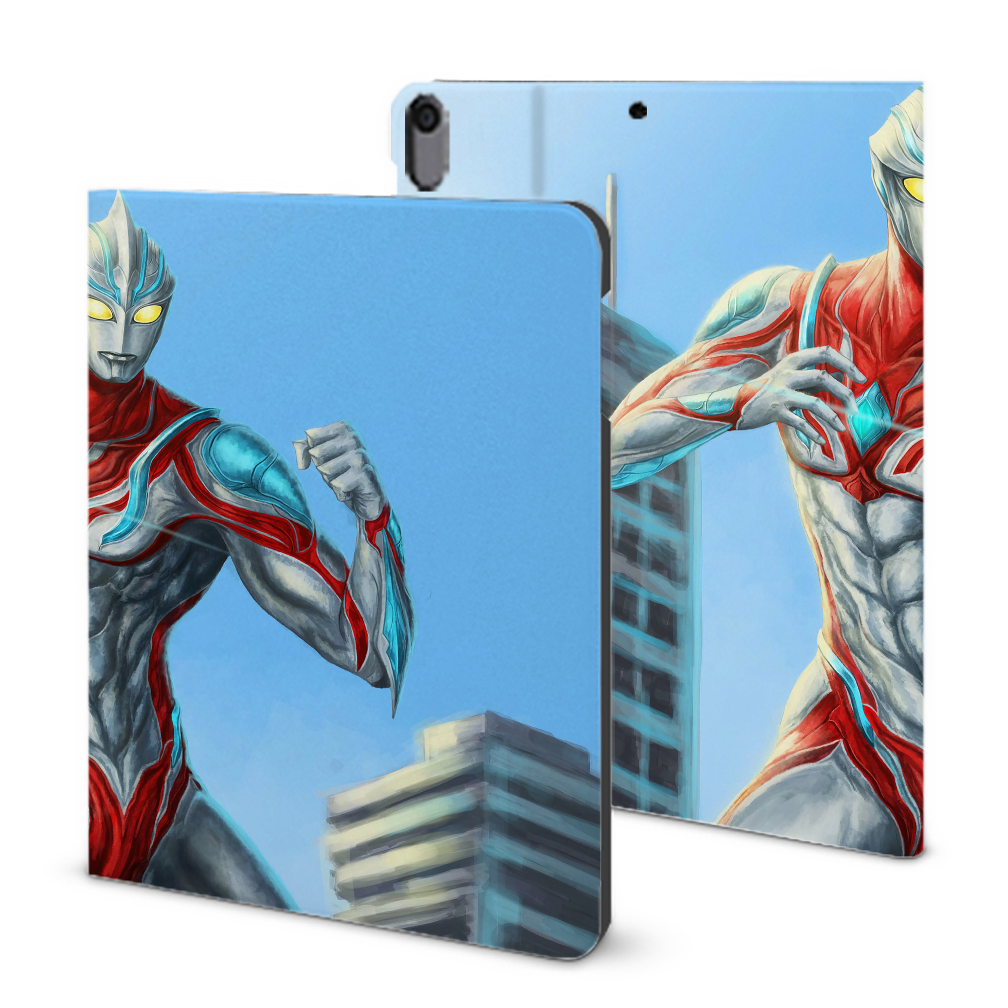 （画像用） ウルトラマン Ultraman IPad ケース ブック型 PUレザー TPU 耐衝撃 軽量 薄型 ペン収納なし 全面保護 IPad 各モデル対応